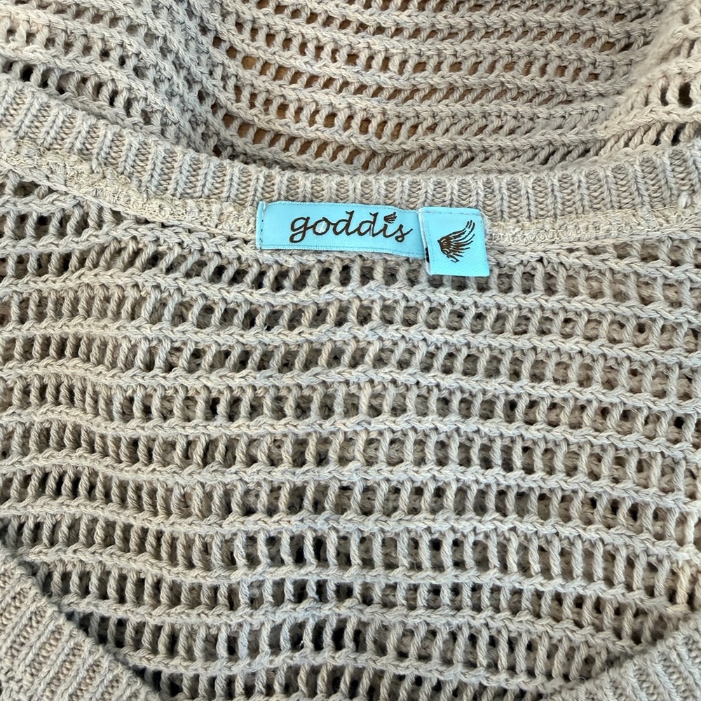 Goodis Open Knit V-Neck Poncho M/L Boho Beach Cover-Up - Picture 3 of 4